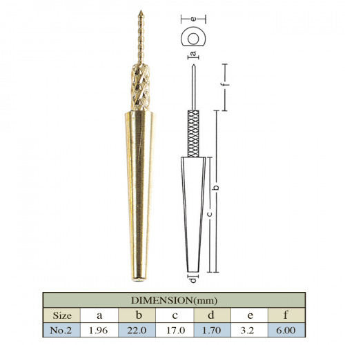 Штифт DOWEL-PIN латунный с иглой, длина 22мм для разборной модели, (1000шт), 03150,SONG YOUNG