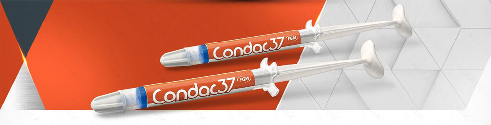 Condac 37 – протравливающий гель на основе фосфорной кислоты 37%. Condac 37 – протравливающий гель на основе фосфорной кислоты 37%.