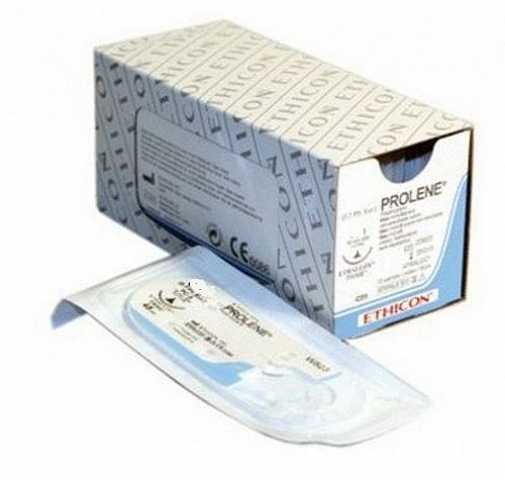 Пролен (Prolene) 5-0 (12шт, 90см/кол./17мм/1/2), W8556, Jh@Jh