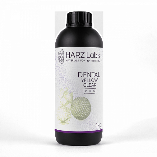 Материал для 3D печати Dental Yellow Clear PRO (автоклавируемый), желтый-прозрачный, 1кг, LCD/DLP, HARZ LABS