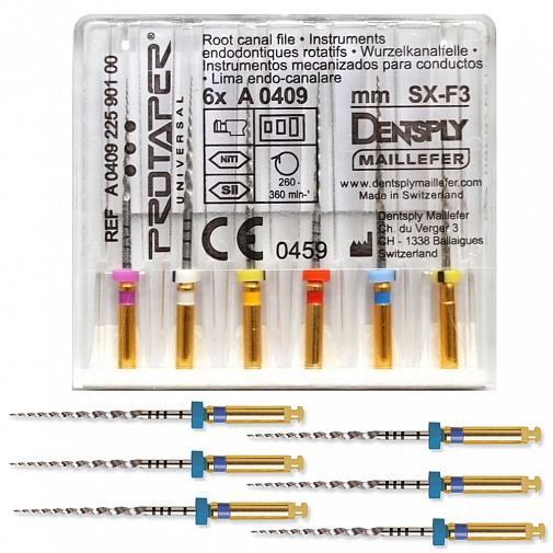 Машинные файлы ProTaper 21мм F3 (6шт), A041122110312, МАЛИФЕР